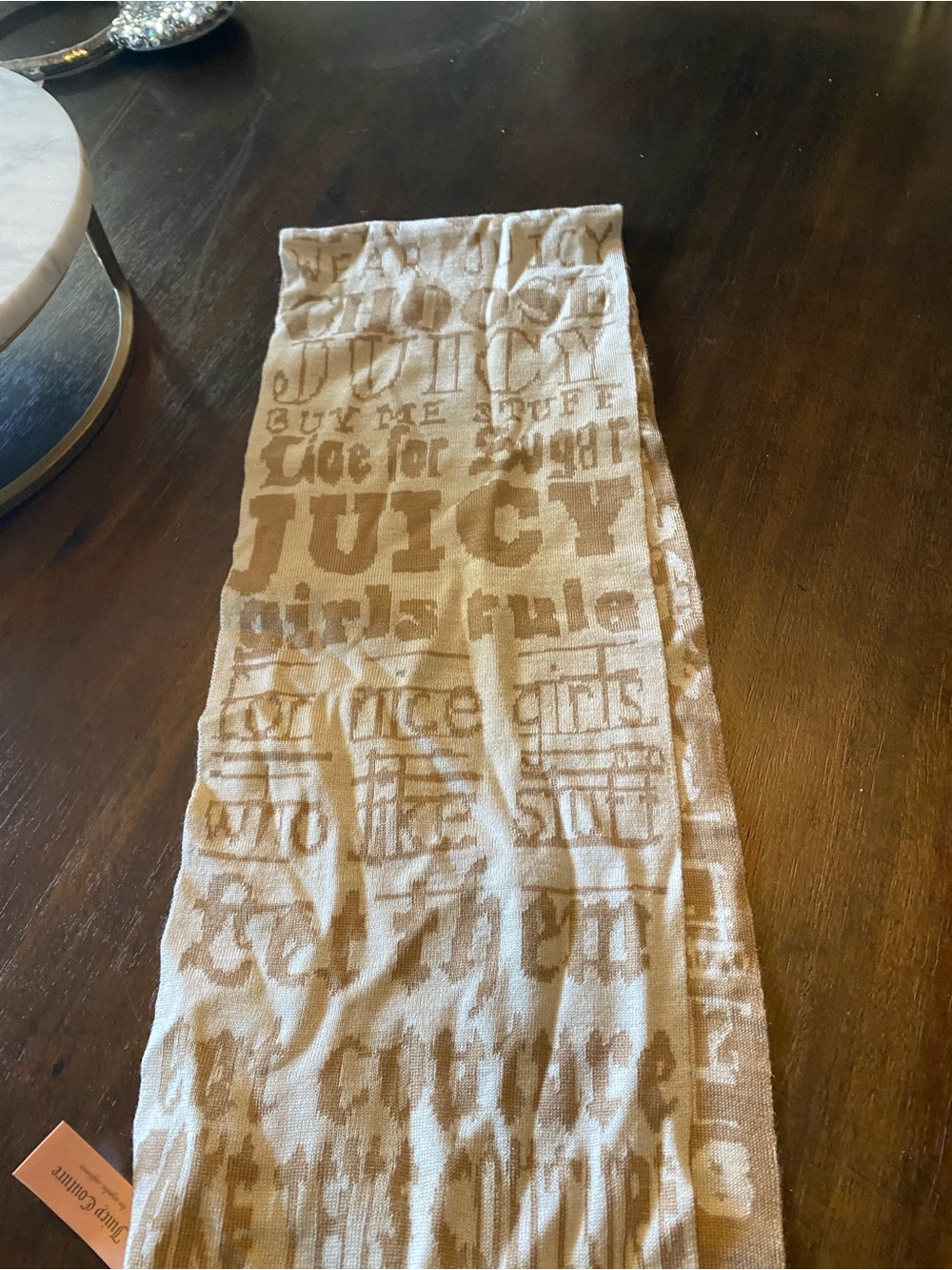 Juicy Couture Beige and Tan Logo Pattern Bath Towel